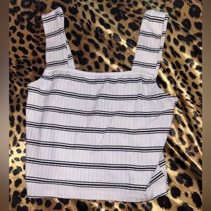 Striped black and white crop top